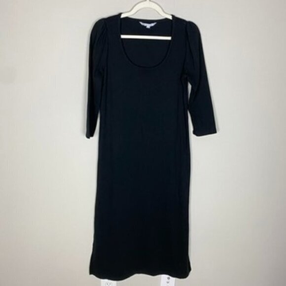 The Nines by HATCH Maternity Black Ribbed Long Sleeve Midi Dress Size Large - Picture 2 of 8